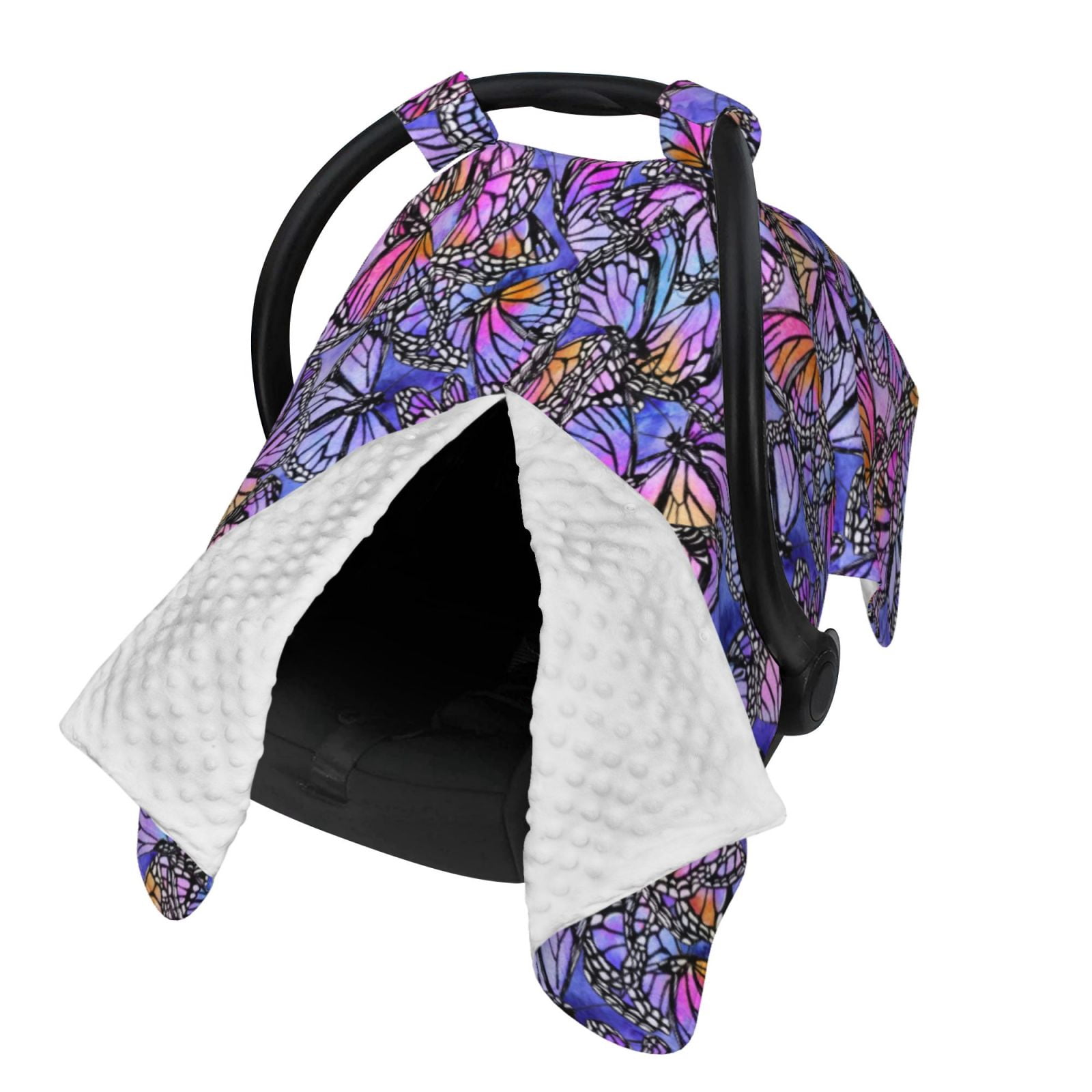Naloa Watercolor Butterflies Baby Car Seat Cover, Breathable Baby Carrier Cover, Multiuse Baby Carrier Cover & Nursing Breastfeeding Cover