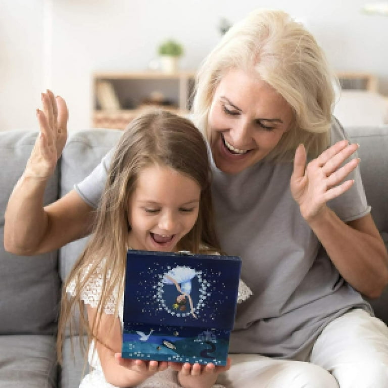 Little Girls Musical Jewelry Box With Spinning Ballerina - Pullout Drawer, Plays Swan Lake, Jewelry Set Included, Gift For Girls