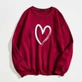 thumbnail image 2 of Yuanlong Womens T-Shirts White Heart Print Crewneck Long Sleeve Sweatshirt Oversized Cozy Daily Casual Wear Comfort Tops, 2 of 6