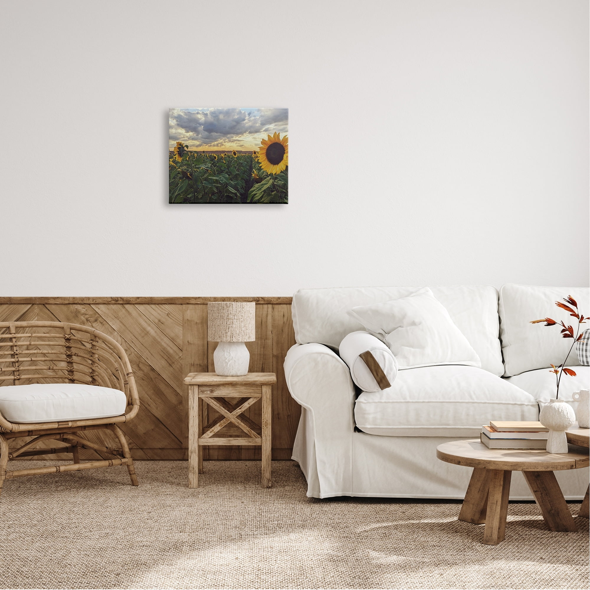 Stupell Industries Sunny Sunflower Patch Field Panoramic Cloudy Sky Canvas Wall Art, 40 x 30, Design by Kali Wilson