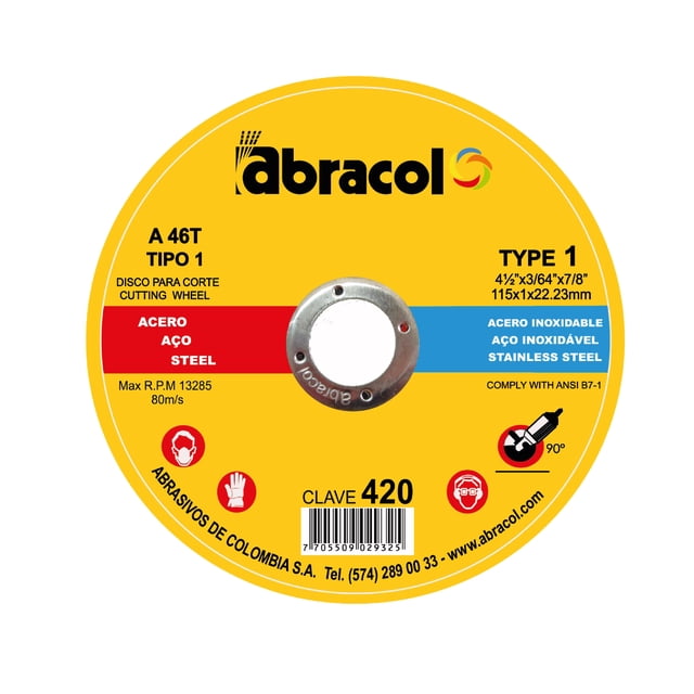 25 Discos Doble Propósito Abracol Corte Delgado DT1 7" A46T