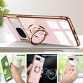 thumbnail image 3 of Compatible with Google Pixel 7 5g Cell Phone Case Ultra Slim Thin with 360°Finger Ring Stand Metal Electroplated Soft TPU Frame Full Body Shock-Absorption Bumper Hard Back Mobile Cover-Pink, 3 of 14