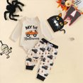 thumbnail image 3 of HCNTES Baby Boy Clothes Newborn Halloween Onesie Baby My 1st Halloween Printed Long Sleeve Top Pants Hat Baby Boys' Clothing Sets, 3 of 4