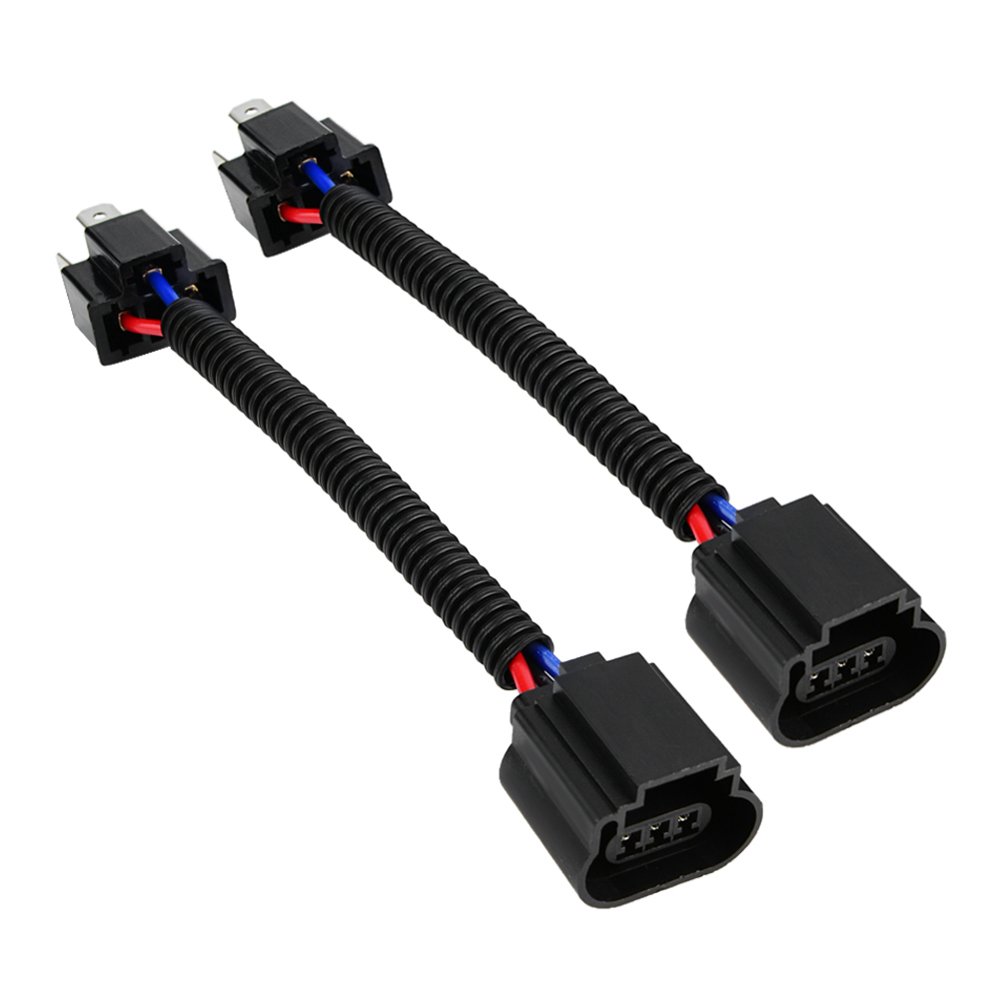 Tebru 2pcs H4 Male to H13 Female Connector Car Pigtail Wire Wiring