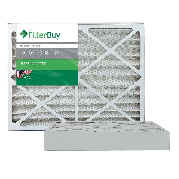 FilterBuy 20x25x4 MERV 8 Pleated AC Furnace Air Filter, (Pack of 2