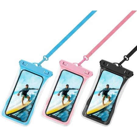 Universal Waterproof Phone Pouch Cellphone Dry Bag Case Designed for Xiaomi Redmi K50 Pro for All Other Smartphones Up to 7" - 3 Cases - Mixed Colors