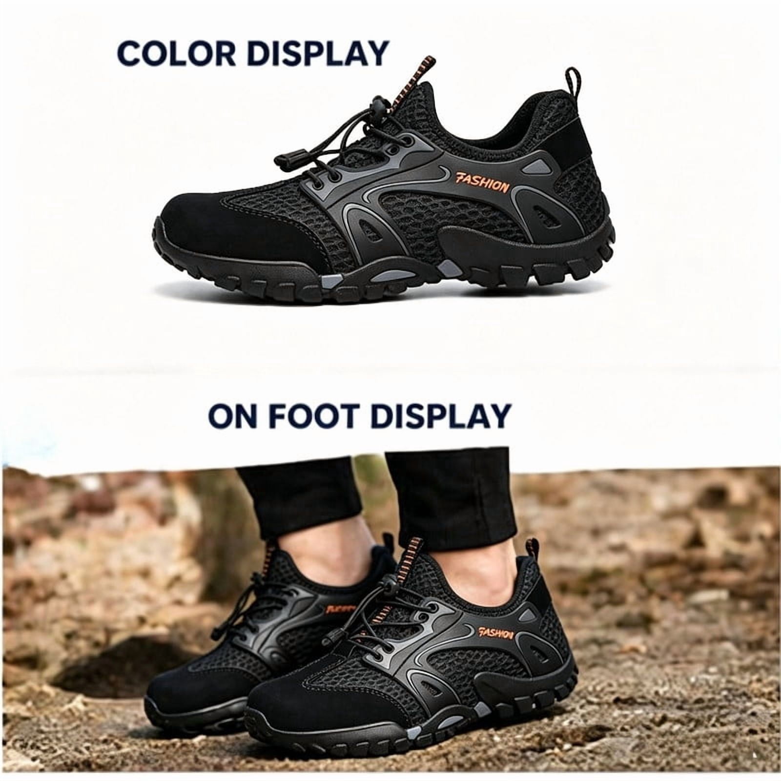 CHICVOMEY Comfortable Sneakers for Men Lightweight Breathable Slip-On Hiking Shoes Non-slip Wear Resistant Outdoor Sneakers Ideal for Summer Beach and Camping