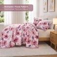 thumbnail image 3 of Regency Heights King Comforter Sets, 3 Pieces Reversible Floral Bedding Sets, Cozy Botanical Flowers Seersucker Comforter Bed Set with Pillow Sham, Mauve, 3 of 7
