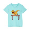 thumbnail image 3 of 3-10 Ans Dinosaure Enfants Garçons Filles T-Shirts Manches Courtes Col Rond Haut Tee Coton Imprimé Mode Mignon Haut Bleu Clair, 3 of 5