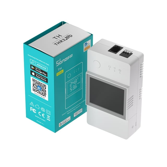 SONOFF TH Elite 20A Wireless WiFi Smart Switch with Temperature and Humidity Measurement for Smart Home, Compatible with Alexa, Google Home, IFTTT, Remote Control via APP, No Hub Required