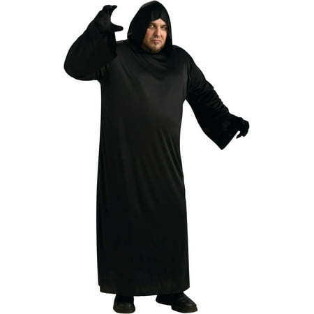 Black Deluxe Full Hood - Adults Deluxe Black Hooded Robe Costume Accessory