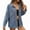 Blue, variant on Womens Oversized Denim Shirt Jacket Button Down Long Sleeve Fall Casual Jean Shackets Blue S