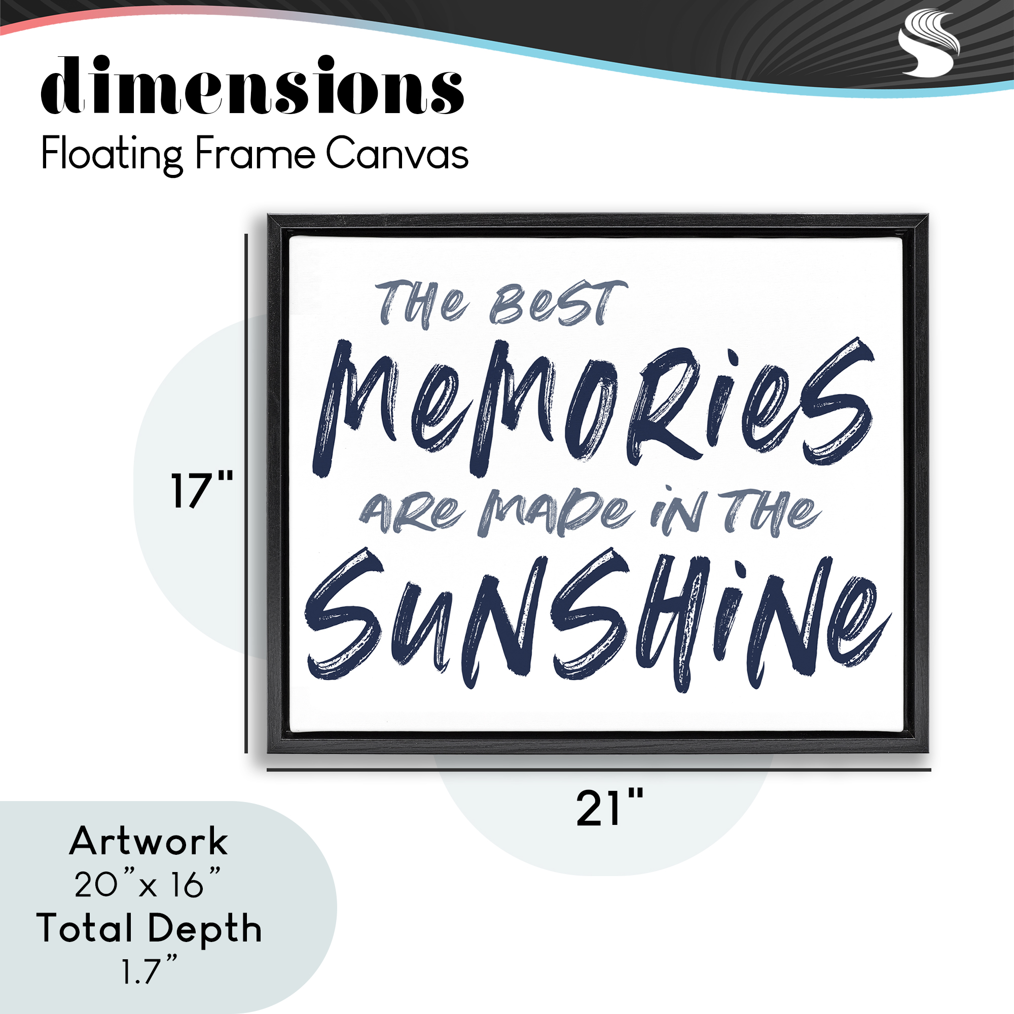Memories Made In Sunshine Black Framed Floater Canvas Wall Art, design by Lettered and Lined