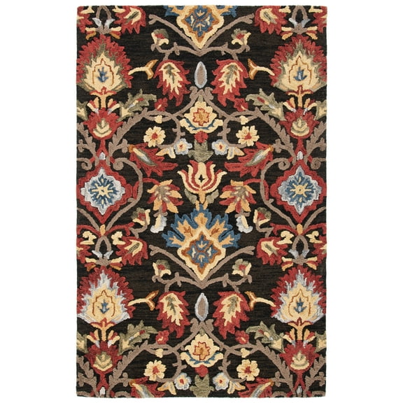 SAFAVIEH Blossom Lennon Floral Wool Area Rug, Charcoal/Multi, 3' x 5'