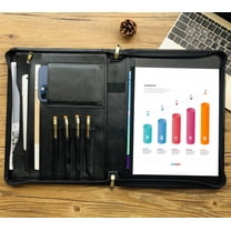 Genuine Leather Portfolio, Zippered Padfolio for Men, Leather Binder for Letter Size Notepad, Portfolio for Women, Business Organizer A4 Document Bag