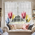 thumbnail image 2 of Colorful Tulips Swag Curtain Valance for Windows, Blue Red Yellow Floral Window Treatments Short Swag Topper for Kitchen Windows Bathroom Bedroom, 36"x63", 2 of 8