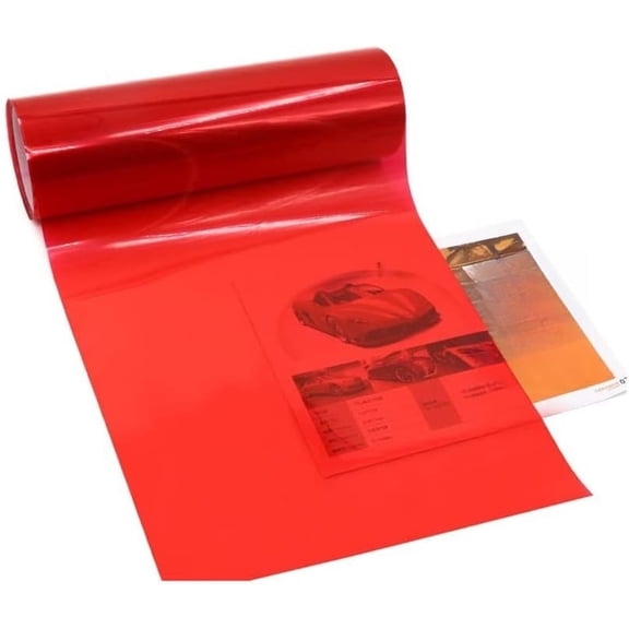 chasenew Red Light Tint Film for Car Headlight Fog Tail Lights Tinted Vinyl Wrap Accessories Self Adhesive 48 inch x12 inch 1 pcs