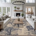 thumbnail image 4 of Vintage Nautical Washable Living Room Rugs 6'x9', Summer Navy Blue Compass Shell Starfish Brown Low Pile Throw Large Area Rug Non-Slip Sturdy Edge Binding Carpet for Dining Room Kitchen Office, 4 of 9