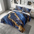 thumbnail image 3 of Erosebridal Black Gold Blue Bed Spread Queen, Modern Marble Queen Coverlet Set, 3pcs 1 Quilt and 2 Pillowcases, 3 of 7