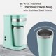 thumbnail image 5 of Cafetera compacta personal de una sola porción EHC113M, incluye taza térmica de viaje de acero inoxidable de 14 oz, compatible con café molido, filtro reutilizable, menta, 5 of 7