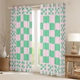 thumbnail image 2 of Manfei Retro Checkerboard Blackout Curtains Set of 2 (52x84 Each), Green Pink Plaid Curtain, 2 of 6