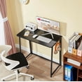 thumbnail image 2 of Folding Desk, Small Foldable Desk 47.2" for Small Spaces, Space Saving Computer Table Writing Workstation for Home Office, Easy Assembly,Black, 2 of 14