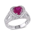 thumbnail image 1 of 5.00 Carat (ctw) Lab-Created Ruby Heart Ring in Sterling Silver with White Sapphires, 1 of 5