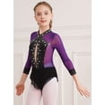 thumbnail image 6 of CHICTRY Kids Girls Ballet Dance Leotard Skating Dance Competition Stage Wear Mesh Overlay Gymnastics Training Leotard Purple 6, 6 of 7