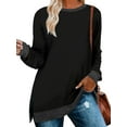 thumbnail image 4 of TEMOFON Women Long Sleeve Shirts Crewneck Tunic Tops Fall Casual Loose Sweatshirts Trendy Side Split Loose Shirtss for Women, 4 of 4