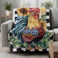 thumbnail image 2 of Retro Sunflower Rooster Blanket Soft Cozy Warm Throw Blanket for Couch, Plush Fuzzy Flannel Fleece Blankets for Sofa, Farmhouse Watercolor Plaid Bed Blankets Lightweight Gifts for Women, 40"x50", 2 of 9