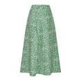thumbnail image 5 of Floral Skirt Women's Boho Floral High Waist Split Midi Skirt, Summer Flowy A-Line Beach Midi Wrap Skirts Green XL, 5 of 8