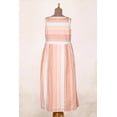 thumbnail image 4 of NOVICA Artisan Handmade Embroidered Cotton Sundress Crafted Striped Clothing White Pink Empire Waist Sundresses India ' Horizon in Peach', 4 of 8