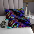 thumbnail image 3 of Abstract Wavy Line Bedspread Set Rainbow Gradient Spiral Coverlet Set King For Kids Adults,Colorful Geometry Swirls Quilt Set Marble Grain Bedding Set Room Decor, 3 of 5