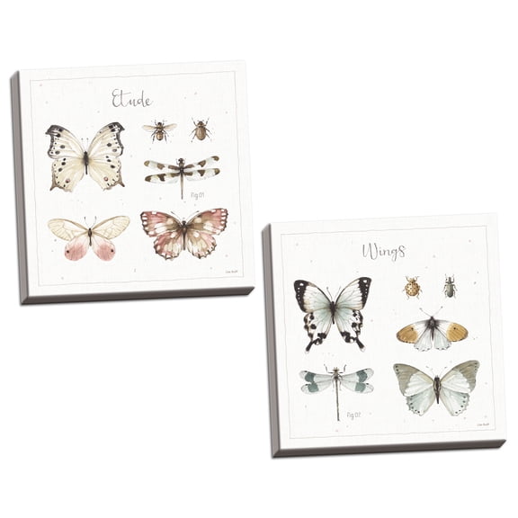 Gango Home Decor Shabby-Chic A Country Weekend XI & XII by Lisa Audit (Ready to Hang); Two 12x12in Hand-Stretched Canvases