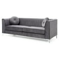 thumbnail image 3 of Glory Furniture Delray Velvet Upholstered Sofa in Gray/Chrome Legs, 3 of 7