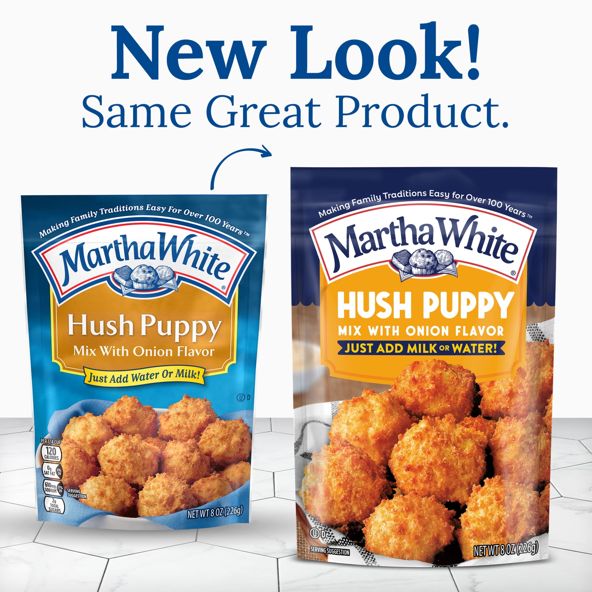 (12 pack) Martha White Hush Puppy Mix With Onion Flavor, 8 oz Pouch