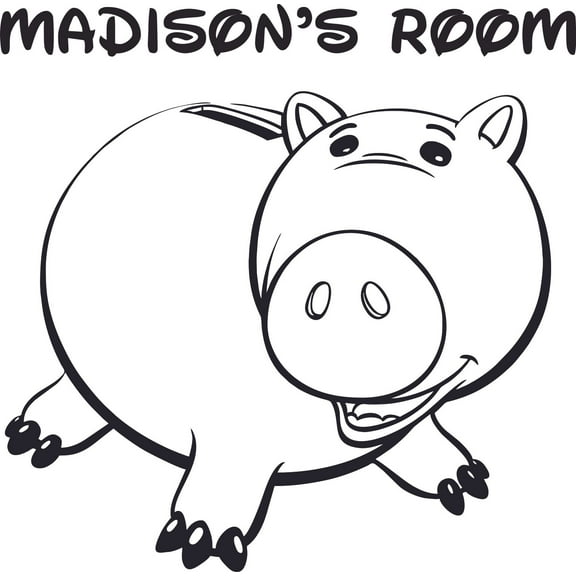 Piggy Bank Wall Art Design Customized Name Wall Decal - Custom Vinyl Wall Art - Personalized Name - Baby Girls Boys Kids Bedroom Wall Art Decal Room Decor Sticker Decoration Size (10x10 inch)