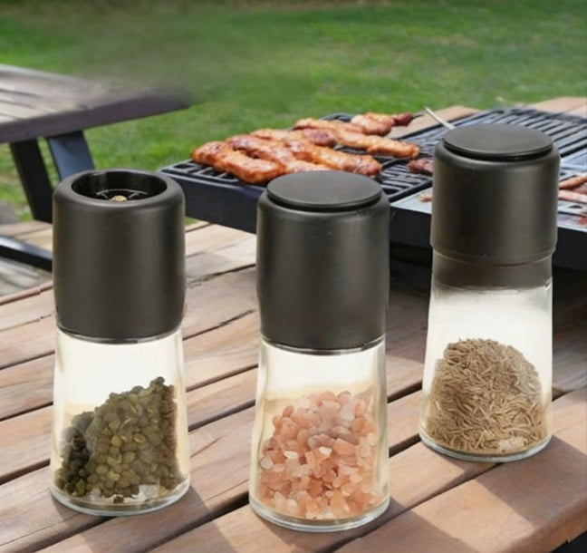 Manual Black Pepper Grinder Set - 2 Pack, Durable and Easy to Clean, Fine Grinding for Even Dispensing