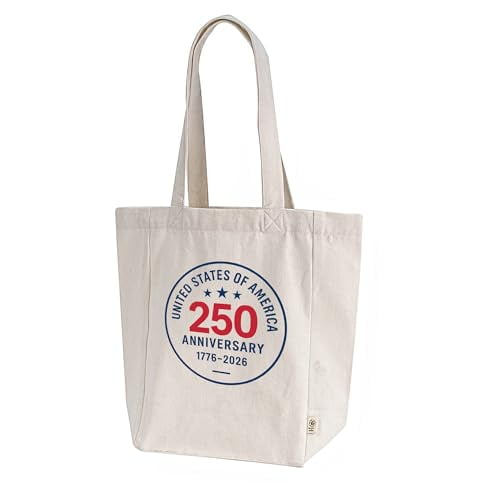 Trenz Shirt Company Patriot Pride Reckless Patriot Canvas Tote Bag – USA 250 Years 1776-2026 Anniversary Design, Natural, One Size