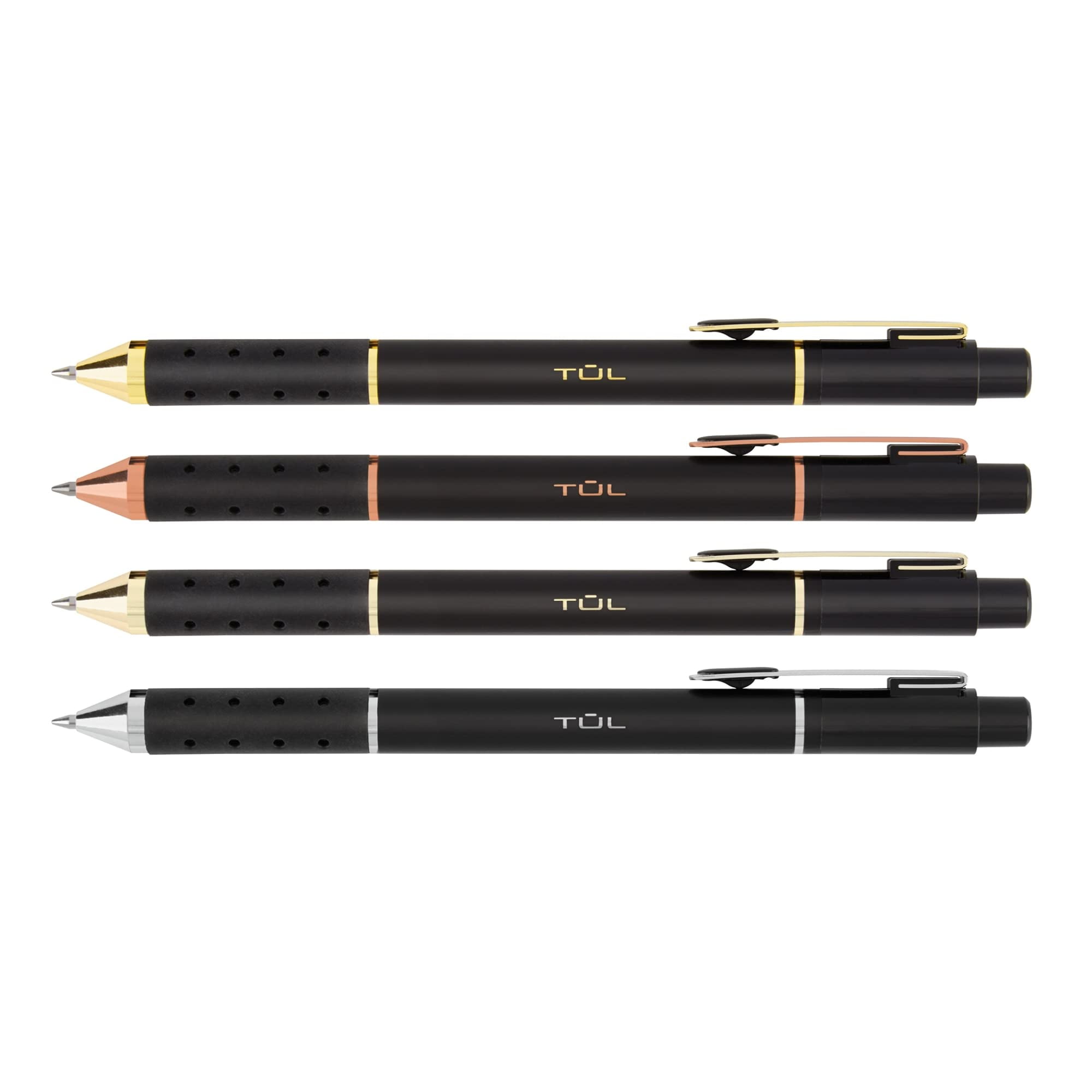 TUL® BP Series Retractable Ballpoint Pens, Medium Point, 1.0 mm, Black Barrel, Black Ink, Pack Of 12 Pens