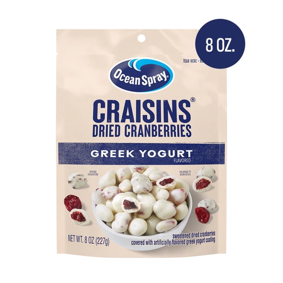 Ocean Spray® Greek Yogurt Covered Craisins®, Greek Yogurt Covered Dried Cranberries, Dried Fruit, 8 oz Pouch