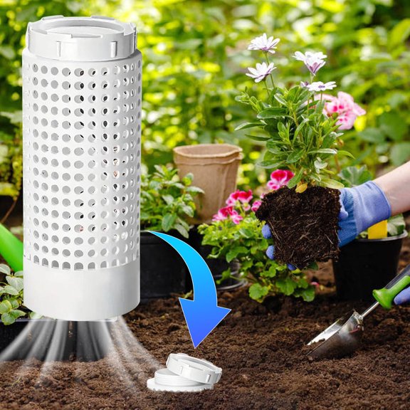 Worm Farm, In-Ground Compost Bin Outdoor PVC Composter with Holes and Lid for Raised Garden Beds Kitchen Scraps Yard Waste