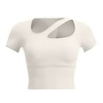 thumbnail image 2 of Nmnitkp Women Soft Underwear Lingerie Tops 2 in 1 Built-in Shoulder Pad Short Sleeves Ladies Padded Tank Top Shirt White,XL, 2 of 6
