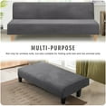 thumbnail image 5 of TOPCHANCES Velvet Futon Cover Armless Sofa Covers Sofa Bed Covers Stretch Futon Couch Cover Sofa Slipcover Furniture Protector Thick Soft Velvet Fabric,  Grey, 5 of 8