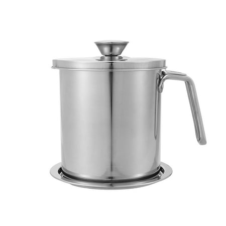 

1.6L Grease Container 304 Stainless Steel Cooking Oil Can Mesh Strainer for Home Oil Keeper