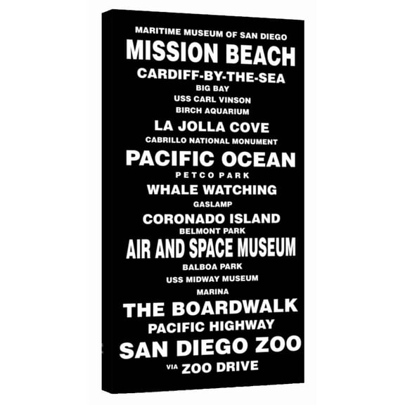 Elephant Stock San Diego Bus Roll Wall Art - Inspirational And Typography Canvas Canvas - 12" x 24"