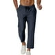 thumbnail image 3 of Pantalones casuales de longitud completa para hombre, con bolsillo y cordón, color sólido, cintura elástica, pantalones cortos para hombre, 3 of 8