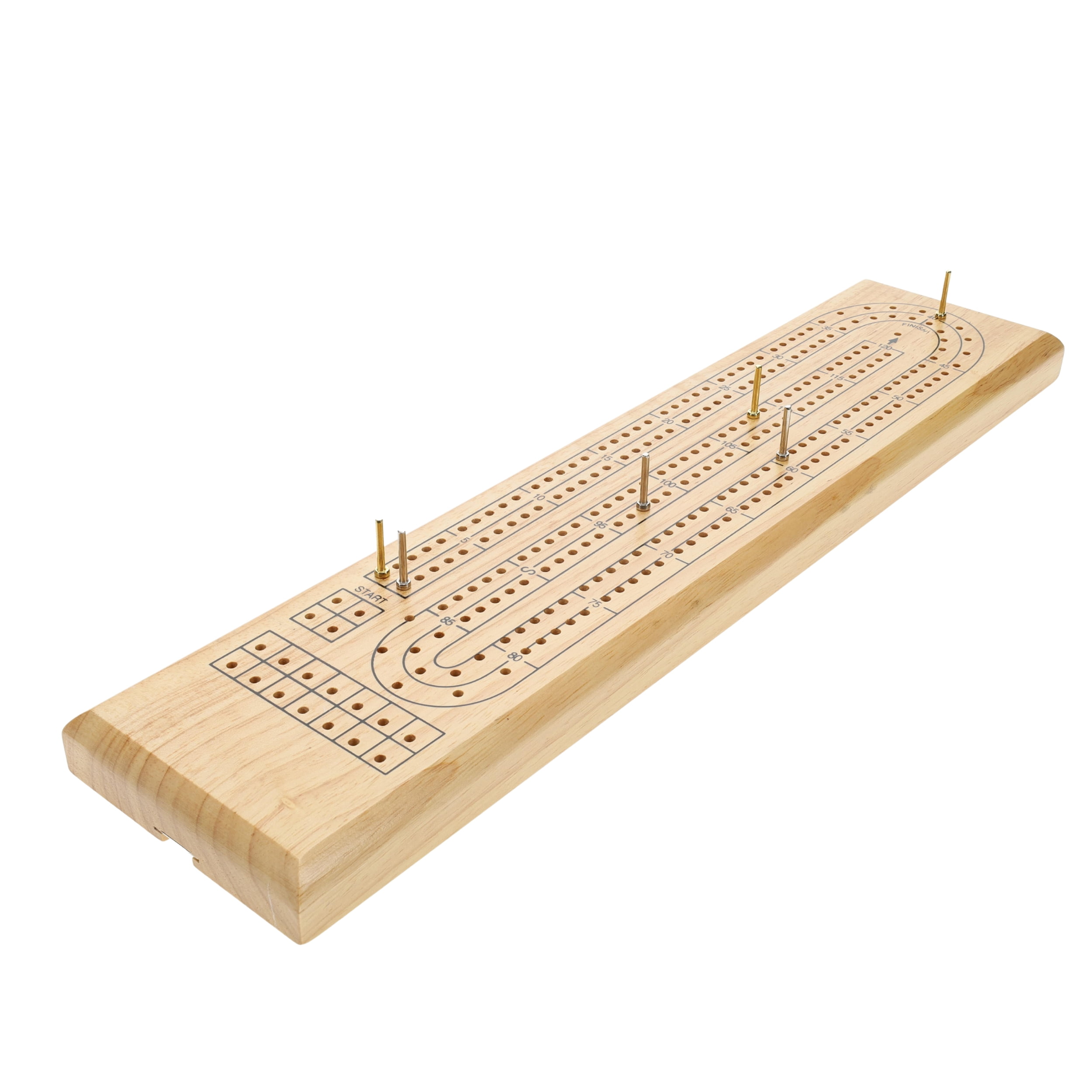 WE Games Classic Cribbage Set - Solid Wood 2 Track Board - Metal Pegs