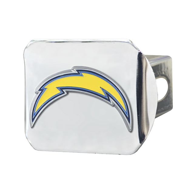 Fan Mat 22606 Trailer Hitch Cover Fits 2 Inch Receiver; NFL Los Angeles Chargers Logo; Chrome Plated; Metal