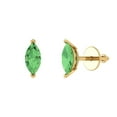 thumbnail image 2 of 1.0 Ct Marquise Cut Studs Green Crystal 14K Yellow Solid Gold Everyday Dainty Earrings Screw Back, 2 of 7
